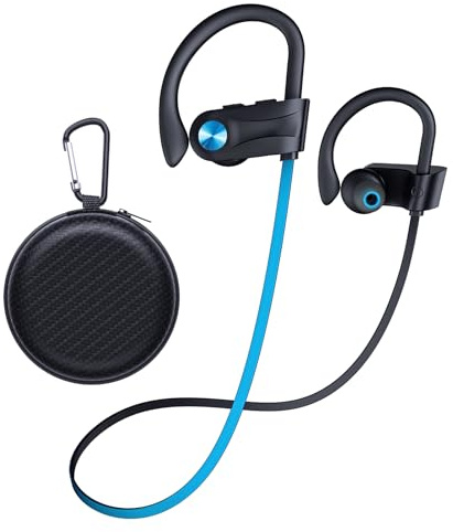 JOYWISE Casque sans fil Bluetooth 5.3 avec 16 heures de lecture, écouteurs stéréo supra-auriculaires basses avec crochets d'oreille, écouteurs de sport avec sac de rangement pour la course à pied,