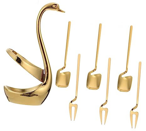 LABRIMP Cucharas De Café Swan De Vajilla Cucharadas De Café Acero Inoxidable Base De Almacenamiento
