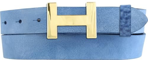 Damen-Gürtel HERMINE aus weichem Vollrindleder Vintage-Look 3 cm | Leder-Gürtel für Damen 30mm | Schmaler Ledergürtel Vintage für Damen 30mm | Gold glänzend