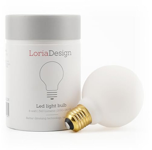 LoriaDesign Small Edison Screw LED Bulb – Dimmable 2200K Warm White, Energy-Saving Candle Light Bulb for Decorative & Ambient Spaces, Lamps, Salt Lamps, Scentsy (E27 Porcelain G75)