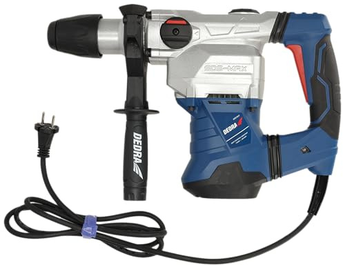 DEDRA Schlagbohrhammer, Schlaghammer, Bohrhammer, Leistung 1500W, 12J, SDS-MAX Im Beton 40mm, LED licht, 4100 BPM /1 min, 520 U/Min, Gewicht 6,8, Spannung: 230 V / 50Hz