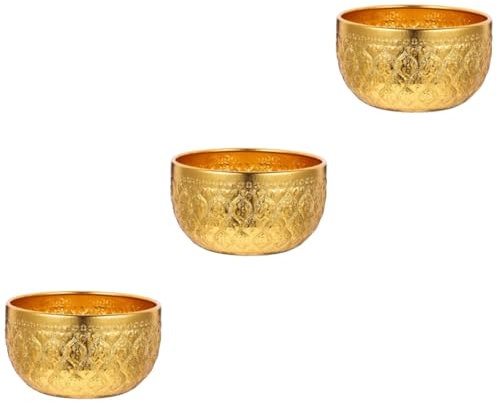 BESTOYARD 3piezas Bol De Metal Para Servir Ensaladera De Diseño Curvado y Bordes Suaves Para Cocina Restaurante y Camping Duradero y Estable