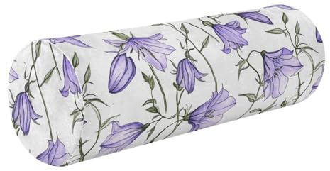 Decorative Bolster Pillow Sweden Campanula Rotundifolia Summer Flowers Cervical Neck Roll Pillow Cylinder 5.5 x 17 Round Pillow Forms Round Cylinder Pillow Lumbar Roll Support Pillow