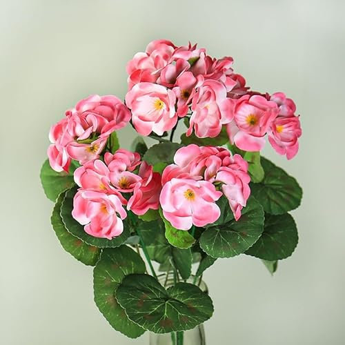 ZENZDS 2/4pcs 5 Stämme künstliche Begonie Blumen, realistische Kunstseidenblumen, falsche Pflanzen, Hochzeitssträuße, Wohnkultur, Partydekoration