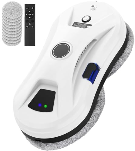 Robot Window Cleaner,5600Pa Window Cleaning Robot with Automatic Spraying System,Intelligent Edge Monitoring,Remote Control Glass Cleaners for All Smooth Surfaces Outdoor Indoor, with 10 Cloths