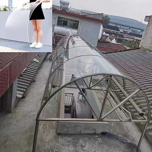 Transparente Polycarbonat-Dachplatte, UV-geschützt, regendicht, Sonnenschutz, 2 mm dick, anpassbar, ideal für Dachdecker, Gewächshaus, Überdachung, Frühbeet, Mehrzweck, 0,5 x 5 m