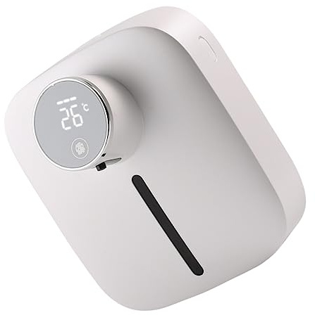 NOLITOY Dispenser di Sapone a Schiuma Ricaricabile da Parete Touchless Display Temperatura, 3 Livelli di Schiuma Regolabile per Bagno, Hotel, Toilette