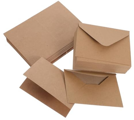Artibetter 120stücke Teiliges Kraftpapier-set Leere Braune Einladungskarten Gefaltete Diy-karten Blanko Braune Umschläge Kartenset Zum Basteln Für Notizen Und Grußkarten