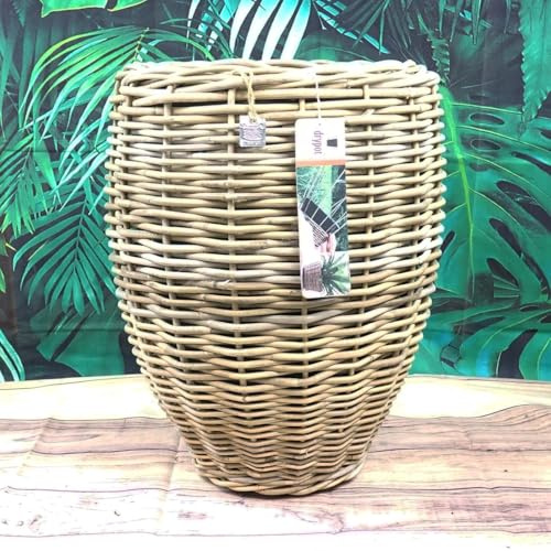 Van der Leeden DRYPOT® Rattan Pflanzkübel Grau Ø 40 cm - Sylter Körbe