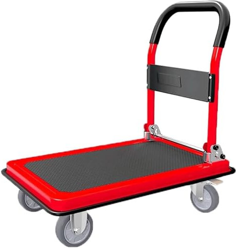 Pritschenwagen, robuster Transportwagen aus Stahl auf Rädern, rollender Pritschenwagen, zusammenklappbarer Plattformwagen aus Metall mit 300 kg Tragkraft, Schubwagen, Bremsdesign, Pritschenw