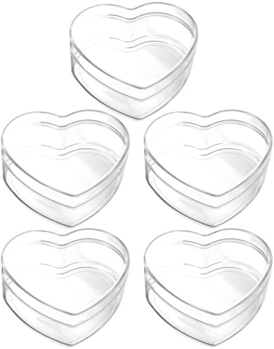 AKOOSY 5 Stück Teiliges Transparente Acryl Herzboxen Candy Behälter für Hochzeit Party Valentinstag Schmuckschachteln Dekorative Geschenkverpackung für Süßigkeiten und Kleine