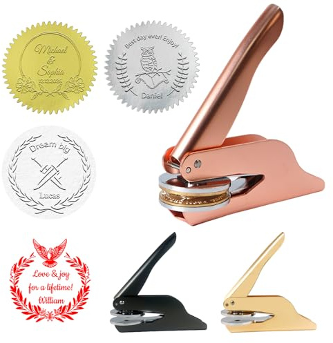 Personalised Book Embosser, Custom Stamp with Name Text,Stamp Gift for Readers, Collectors, Libraries and Wedding Invitation, Notary Seal Labels
