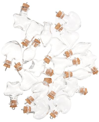 Sosoport 20 piezas Unidades Frascos Boticario Transparentes Tarritos Pequeños con Tapón de Corcho para Decoración Manualidades y Almacenaje Pequeño Vidrio Vial