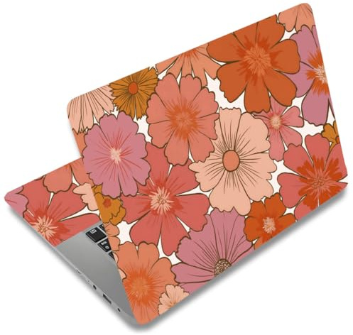 SUPERDANT Laptop Notebook Haut Aufkleber Cover Abziehbild Gänseblümchen Laptop Schutz Notebook PC Computer Kunstschutz Universal Notebooks Kunstdecal Für 12~15.6 Zoll Blume Pink Orange