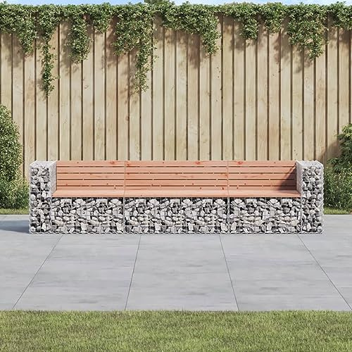 EMYRLXQW Outdoor Furniture-Outdoor Seating -Garden Bench Gabion Design 287x71x65.5 cm Solid Wood Douglas