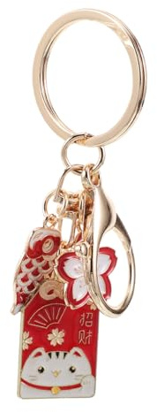 TOYANDONA Japanischer Schlüsselanhänger Kirschblüte Glücksbringer Aus Legierung Kreativer Taschenanhänger Für Damen Vielseitiger Maneki Neko Charm Für Schlüssel Und Handtaschen