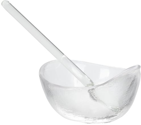 VINTORKY Bol Mélangeur en Verre Épais avec Cuillère Facile à Nettoyer et Pratique pour Masque Facial et Huiles Essentielles pour Salon de Beauté ou Usage Domestique