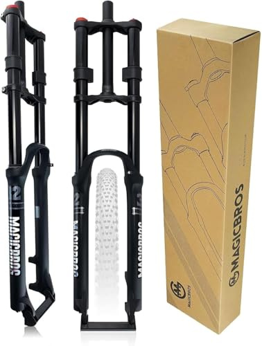 CUCKQUIC DH Mountainbike-Federgabel 26/27,5/29 Zoll, manuelle Arretierung, 1 1/8 Zoll Luftfederweg, 180 mm Schnellspanner, 9 x 100 mm Scheibenbremsaufnahme, Doppelbrückengabel A,26in