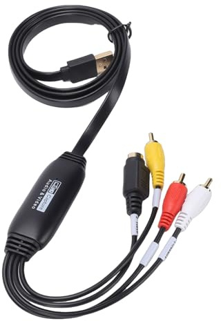 Srliya Supporto Convertitore da VHS a Digitale per Scheda di Cattura Video USB 2.0 1080P Dispositivo Audio da AV a USB Converti VCR DVD in Adattatore Digitale