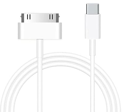 ZHHSUNY 3.3ft Câble Adaptateur 30 Broches vers USB C Compatible avec i-Phone4 4S, i-Pad1 2 3 i-Pod, Câble de Charge et de Synchronisation(Blanc)