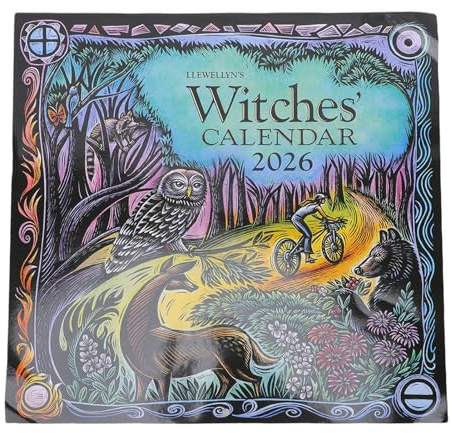 Ejoyous Hexenkalender 2026, Mondphasen Neumonde Vollmonde astrologische Informationen mit Zaubersprüchen Ritualen und Monatsübersicht für mystische Kunst Wanddekoration