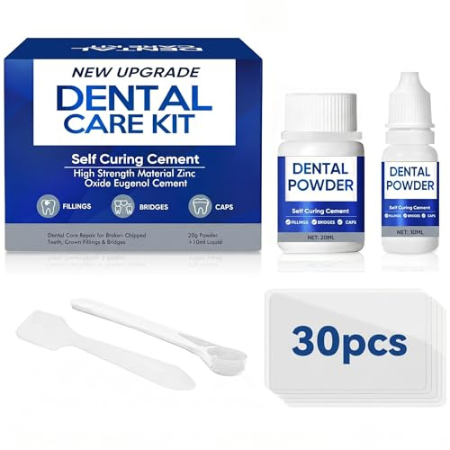 Tooth Filling Repair Kit, Temporary Tooth Filling for Broken Caps & Bridges, Safe Natural-Looking DIY Solution for Broken & Missing Teeth (20g + 10ml)