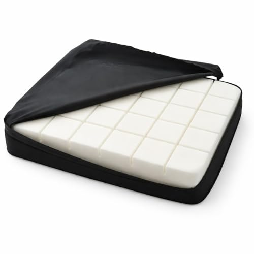MATTREX | Cojín antiescaras ranurado 40x40x8 Espuma para coxis, hemorroides y ciática - Cojín postural ergonómico Silla Ruedas, Oficina, Coche y hogar – Asiento ortopédico Funda Lavable e Impermeable