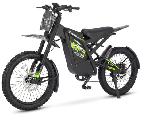 OUXI 2000 Offroad E-Bike Dirtbike Elektrofahrrad, 150Nm Drehmoment, 48V 30Ah Akku, 25 Zoll Reifen, Hydraulische Scheibenbremsen, Vollfederung, mit Blinker, E-Motocross (Grün)