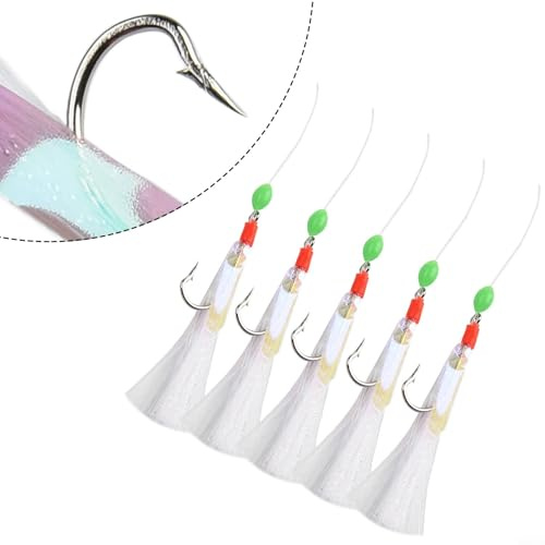 3 Packs for Sabiki Mackerel Feathers Rigs 15 Hooks Sea Fishing Lure With Luminous Beads - Mackerel Bass Pollock Cod Feather Rigs Herring Bait Fishing Accessories