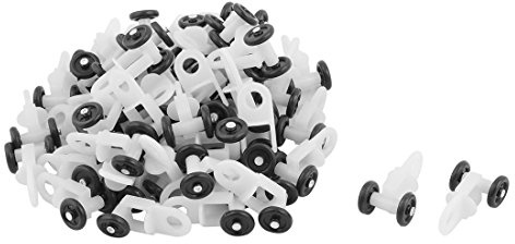 sourcing map 50pcs Gardinenröllchen Kunststoff Ruheraum Vorhang Schienen Rollen Träger Zwei Räder Schwarz