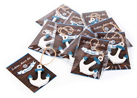 Logbuch-Verlag 25 kleine Anker Anhänger Give-Away Gastgeschenke SCHÖN DASS DU DA BIST blau weiß Hochzeit Fest Taufe