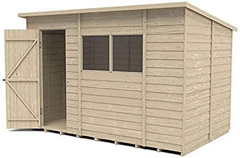 Forest Garden 4LIFE Pent Shed 10x6 - Single Door - 2 Windows