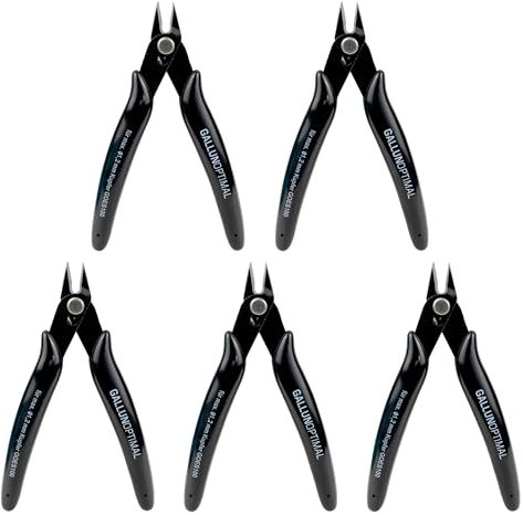 GALLUNOPTIMAL 5er Set Elektronik Seitenschneider Mini-Seitenschneider mit extra schlanken Kopf 21° abgewinkelter Schneide ohne Wate inkl. Öffnungs- und Drahthaltefeder 130mm