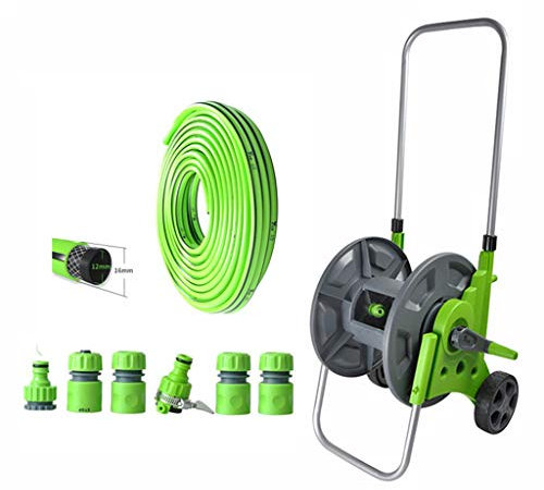 BBGS Schlauchtrommel Tragbare Schläuche Lagerwagen, Haushaltsautowaschwasserpistole Set Hochdruckbürste Auto Bewässerungsschlauch Lagerwagen Mit Rad (Color : Style 2-30m)