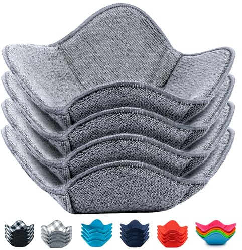 Aticca Microwave Bowl Cozy Holders for Hot Food Set of 4 Hot Pads for Bouillon Cups Multipurpose Heat Proof Plate Holder
