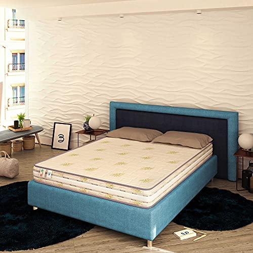 Baldiflex Emporio Bäddmadrass 20 cm hög i Memory Foam och fjädrar, dubbel 170 x 200 cm, 3 cm Memory, Aloe Vera med andningsskydd, Ortopediskt minne