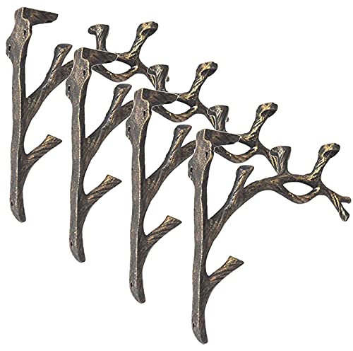 YFZN Vintage Regalträger, Europäische Kreative Regalhalterung, Gusseisen, Distressed Craft, Astform, Buchregal, Blumenregal, 4Pcs