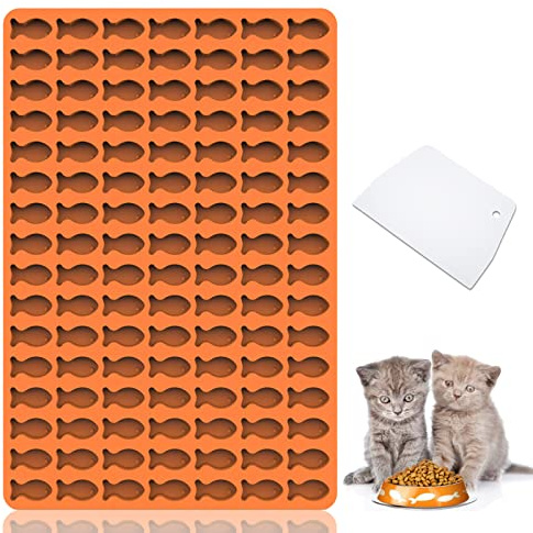 Amyandone Moldes de silicona para gatos, 112 cavidades en forma de pez para hornear golosinas para mascotas, galletas, aperitivos para gatos, perros o niños como premios, molde de pescado de grado
