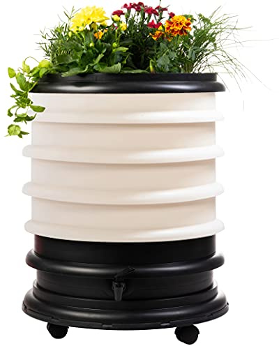 WORMbox | Vermicompostaggio 4 Vassoi Avorio + Fioriera per piante | 64 Litri | Compost di Rifiuti Organici Compostiera Vermifuga Lombricompostiera | Lombrichi producono l'humus lombrico