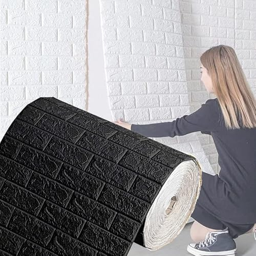 Bibykivn 3D Wandpaneele Selbstklebend 70 cm x 20 M - Tapete Steinoptik Tapete Ziegel, Wasserdicht Wandaufkleber Ziegelstein, Wandtapete für Küche Schlafzimmer, Wohnzimmer, Hintergrund TV-Decor