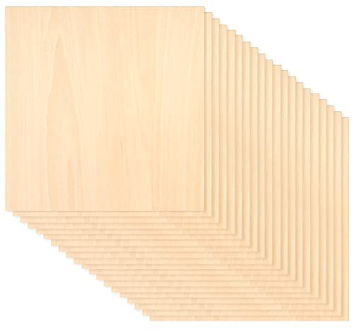 JEUIHAU 20 Stück 200 x 200 mm Holzplatten Quadratische, 2 mm Holzplatten, Sperrholzplatten, Lindenholzplatten für Heimwerker, Handwerk, Modell, Malen