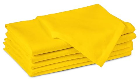 Encasa XO Cotton Cloth Napkins, Dinner Serviettes 43x43 cm Yellow | 180 GSM Pure Woven Fabric | Reusable & Washable | Highly Absorbent | Easy Care Table Linen