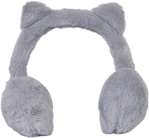 styleBREAKER Kinder Ohrenwärmer aus Plüsch mit Öhrchen, warme kuschlig weiche Winter Ohrenschützer, Earmuffs 04026067, Farbe:Grau