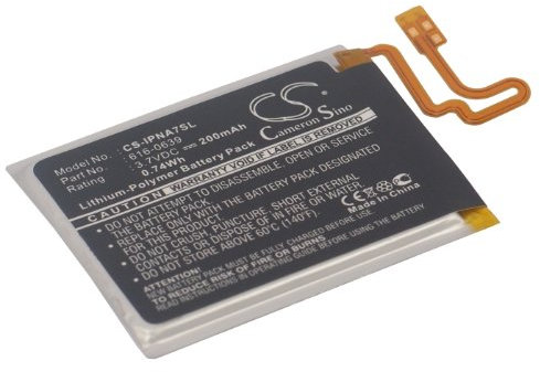 200mAh / 0.74Wh Ersatzakku kompatibel mit Apple A1446, iPod Nano 7, iPod Nano 7th, 616-0639, 616-0640