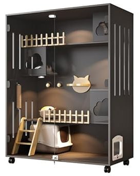 Katzenhaus katzenvilla Katzenvilla Home Indoor Katzenhaus Panorama Katzenhaus Katzenschrank Platz Katzennest Cattery Holz Katzenkäfig Katzenhütte (Color : 150x120x60cm-A)