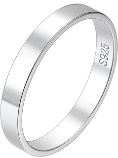 Suplight Anillo de Plata Hombre Anillo Compromiso Pareja Anillos Pareja Boda Anillo Plata de Ley Talla 25
