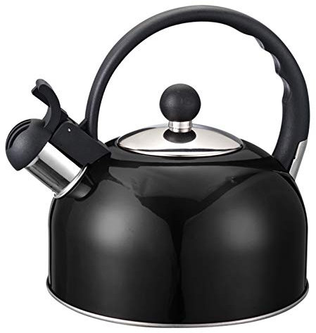 asdchZen Bollitore per Il tè Piano Cottura Fischio Bollitore A Gas Bollitore Elettrico in Acciaio Inossidabile Fornello A Induzione Bollitore da Campeggio Fornello A Gas Teiera Caffettiera (Nero)