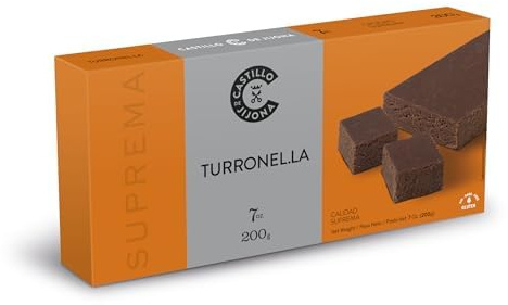 Castillo de Jijona - Turronel·la 200gr de chocolate - Turrón Original - Delicioso y Singular - Sin Gluten - Calidad Suprema - Receta Artesanal - Fabricado en España (Jijona)