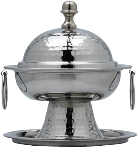 Orientalische Zuckerdose Kasida handgefertigt aus Messing Silber 16 cm