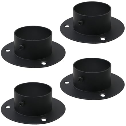 Wealrit 4 Pcs Round Post Bases Stainless Steel Flange Anchor Bases Heavy Duty Post Brackets for Fence Deck Railing Support(2, Black)